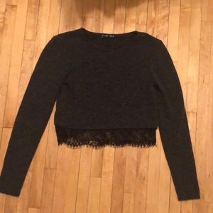 Zara crop long sleeve dark gray